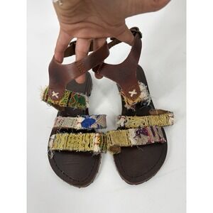 Free People Sandals Women's 36 / 6 Brown Leather Boho Tapestry Festival Strappy